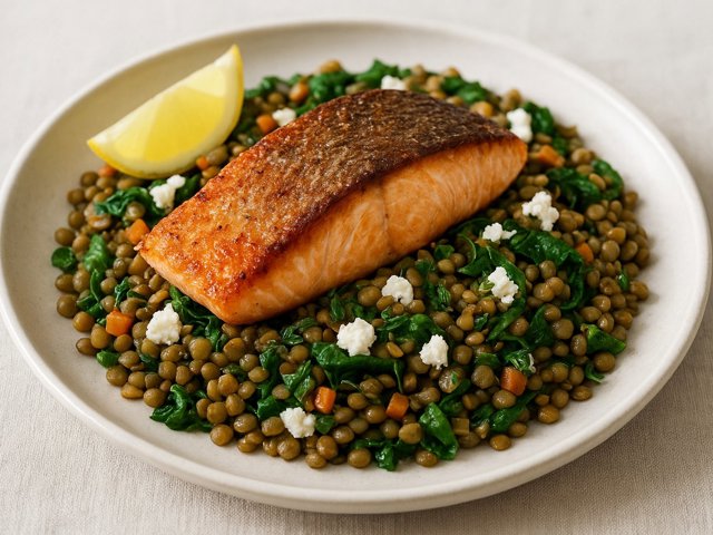 Pan-Seared Salmon: With Braised Lentil Salad