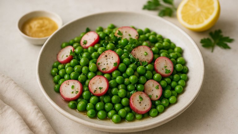 Peas And Radishes With Miso Butter