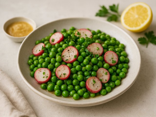 Peas And Radishes With Miso Butter