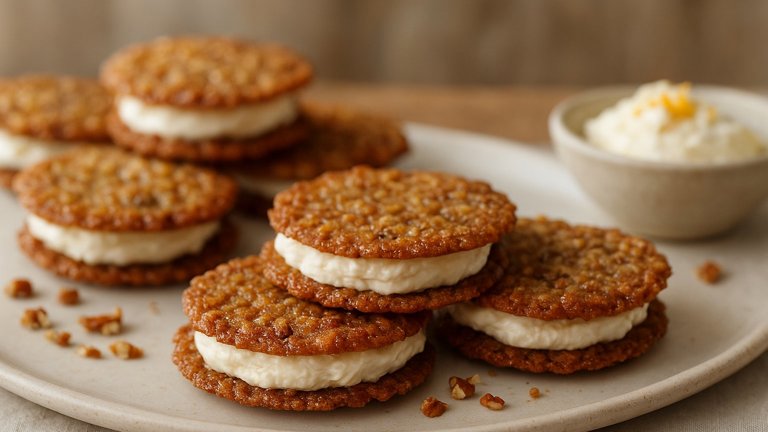 Pecan Lace Cookie Sandwiches
