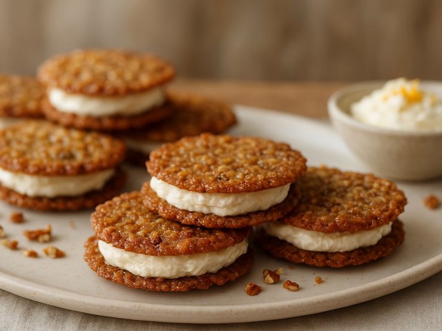 Pecan Lace Cookie Sandwiches