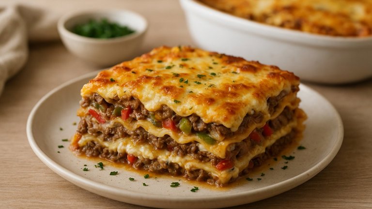 Philly Cheesesteak Lasagna