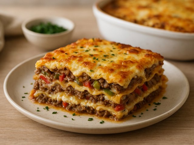 Philly Cheesesteak Lasagna