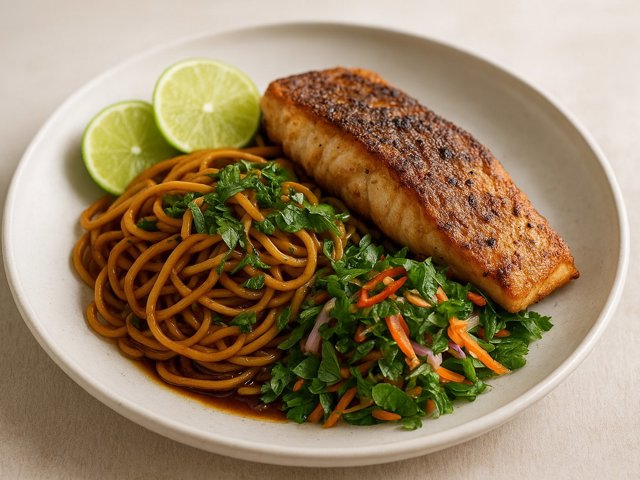 Phuket Snapper With Hoisin Noodles & Herb Salad