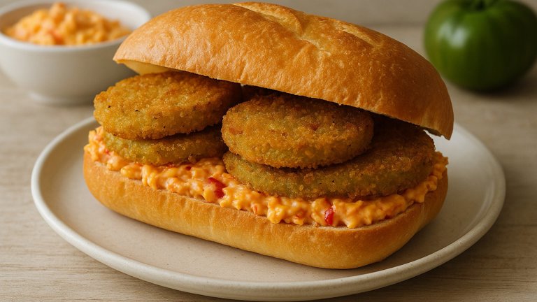 Pimento Cheese and Fried Green Tomato Sandwich