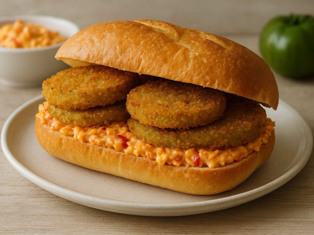 Pimento Cheese And Fried Green Tomato Sandwich