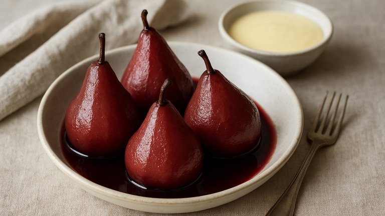 Poached Pears In Red Wine
