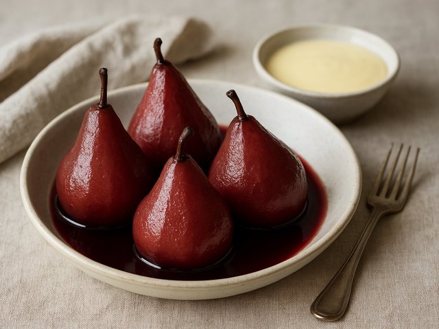 Poached Pears In Red Wine