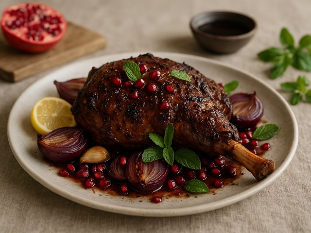 Pomegranatemarinated LEG OF LAMB