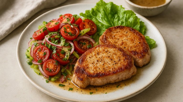 Pork Chops with Bloody Mary Tomato Salad