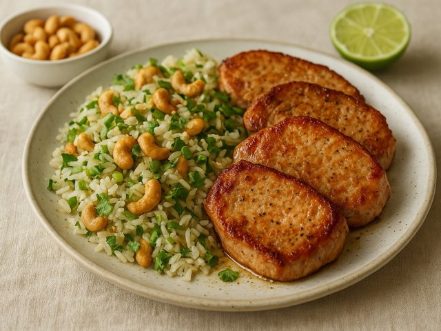 Pork Chops: With Cashew-Lime Rice