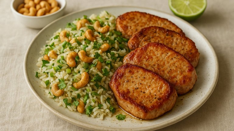 PORK Chops: With Cashew-Lime Rice