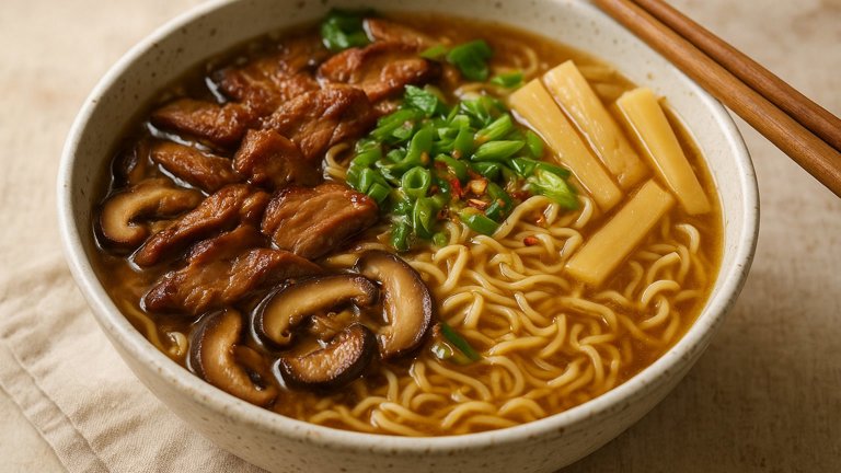 PORK Ramen: With Bamboo And Mushrooms