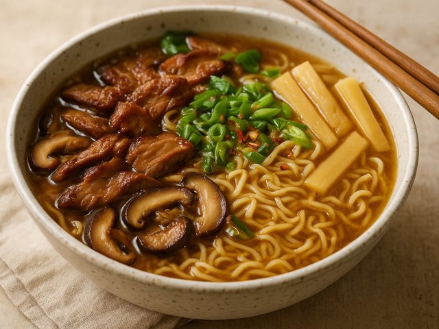 PORK Ramen: With Bamboo And Mushrooms