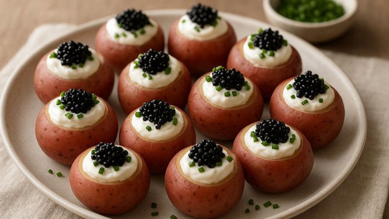 Potatoes Stuffed With Sour Cream And Caviar