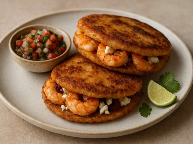 Prawn Tortas WITH Salsa Mexicana