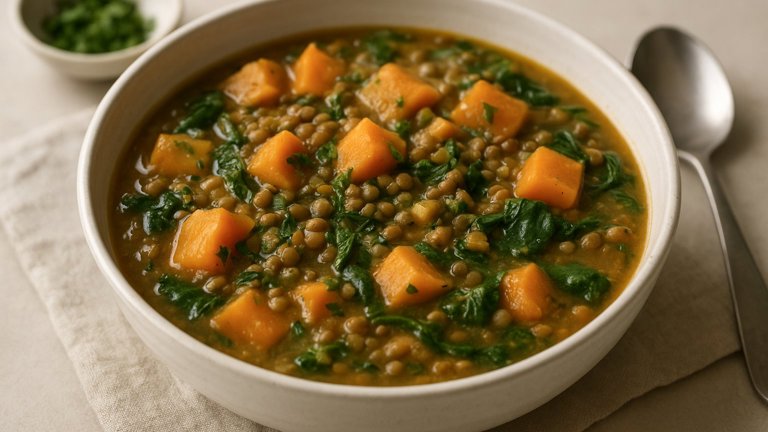 Pressure-Cooker Winter Squash And Lentil Stew