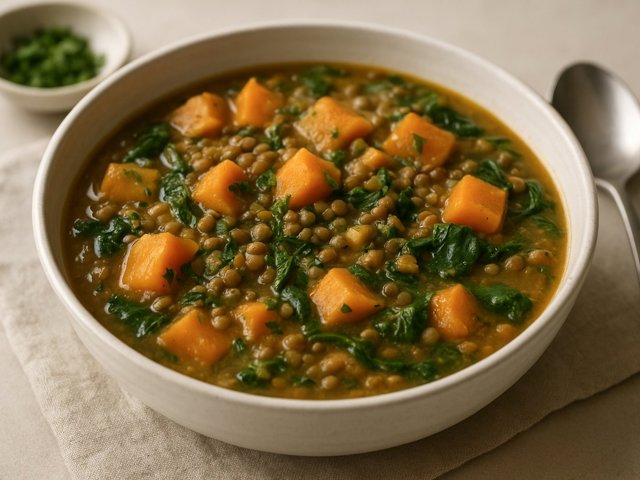 Pressure-Cooker Winter Squash And Lentil Stew