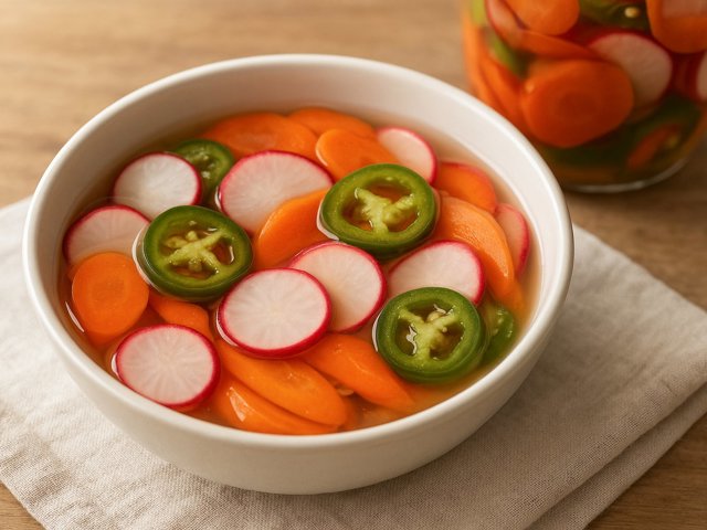 Quick Carrot, Radish, And Jalapeño Pickles