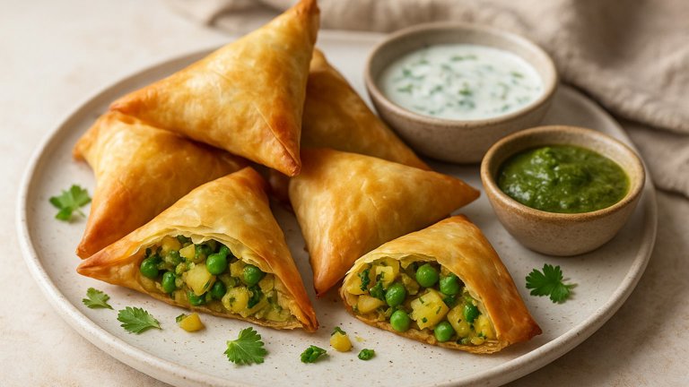 Quick Phyllo Samosas With Potatoes And Peas