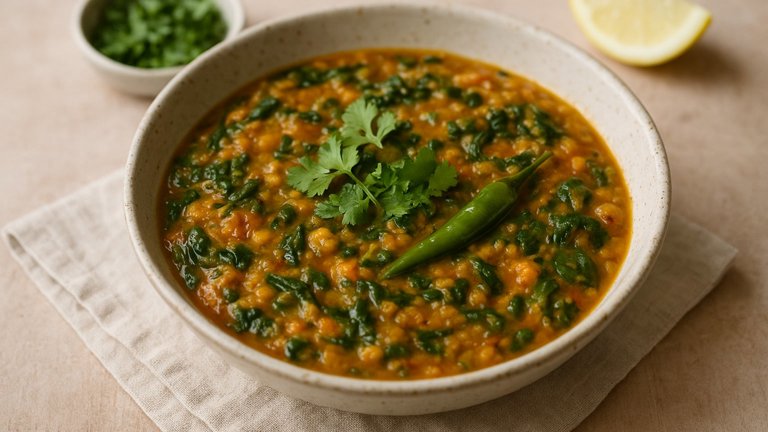 RED Lentil AND Spinach DAHL
