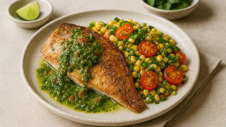 RED SNAPPER WITH MEXICAN SALSA VERDE & CORN SALAD