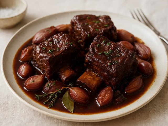 Red Wine–braised Short Ribs With Shallots