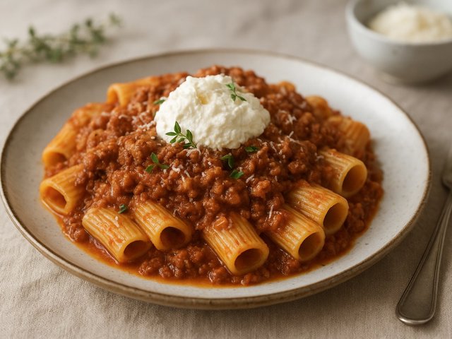 Rigatoni à la Bolognese