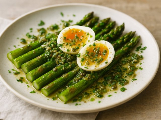 Roasted Asparagus With Egg-Caper Vinaigrette