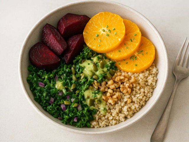 Roasted Beet & Orange Bowl With Pistachio-Lemon Dressing