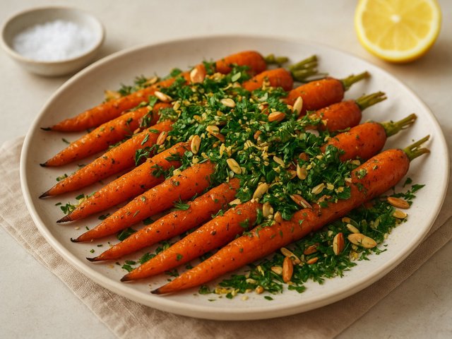 Roasted Carrots With Dill-Almond Gremolata
