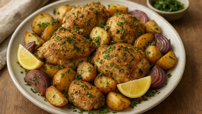 Roasted Chicken: With New Potatoes, Coriander, And Mint