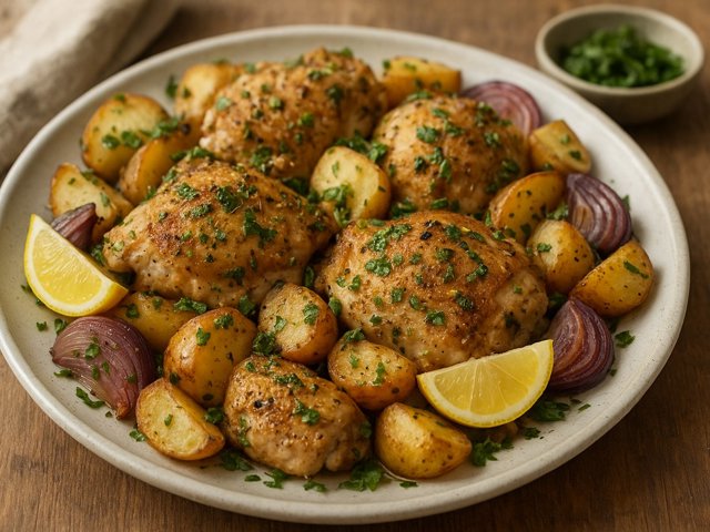 Roasted Chicken: With New Potatoes, Coriander, And Mint