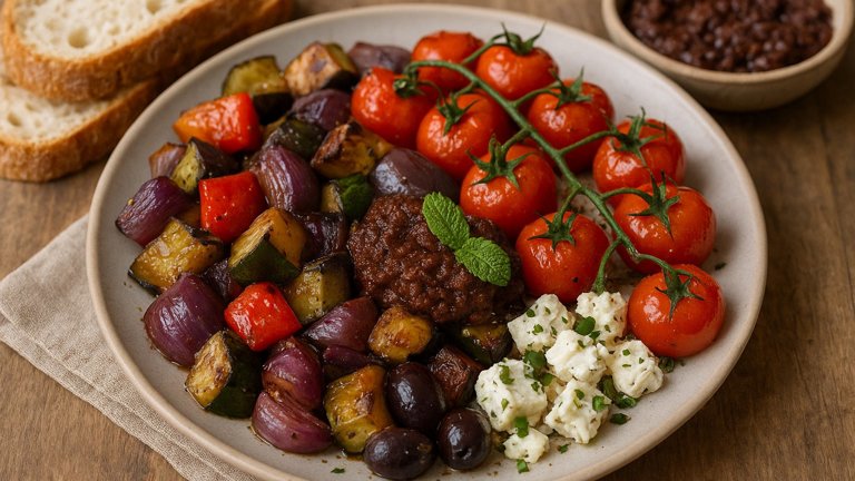 Roasted Vegetables WITH Chilli Tapenade