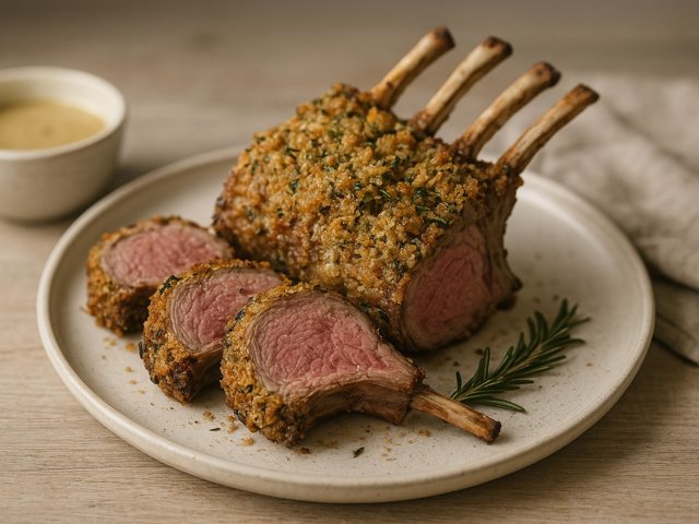 Rosemary-Dijon Roasted Rack Of Lamb