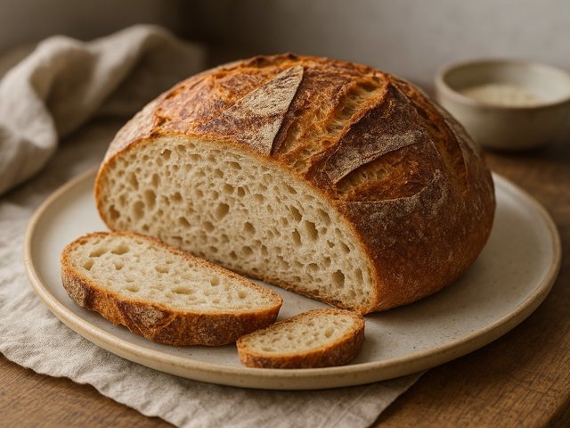 Rustic No-Knead Sourdough Bread