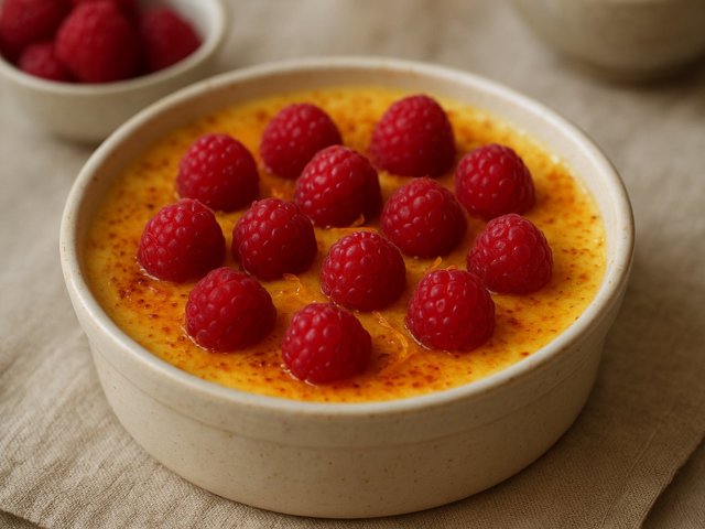 Saffron, Raspberry And Orange Blossom Crema Catalana