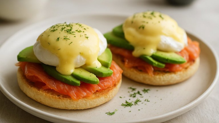 Salmon and Avocado Eggs Benedict