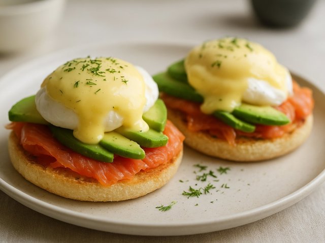 Salmon And Avocado Eggs Benedict