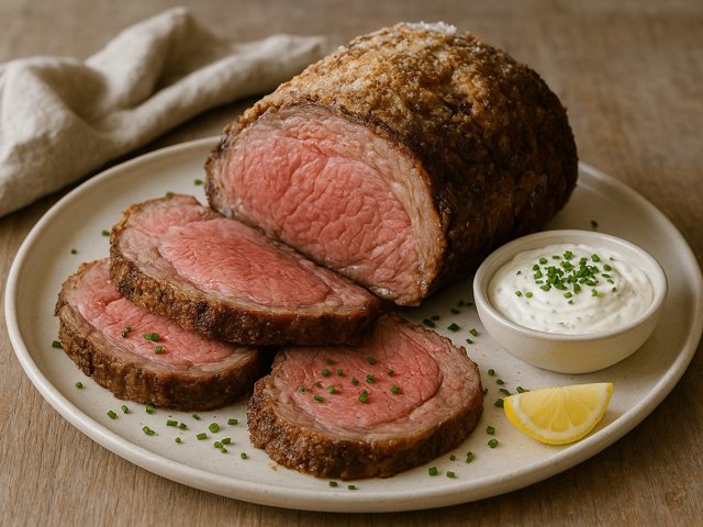 Salt-Jacket Prime Rib With Horseradish Crème Fraîche