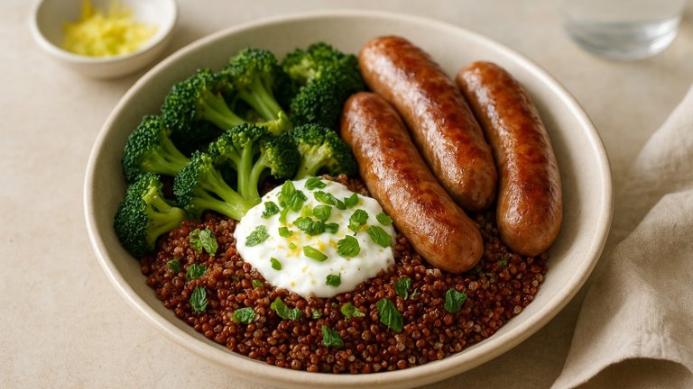 Sausage And Broccoli Quinoa Bowl