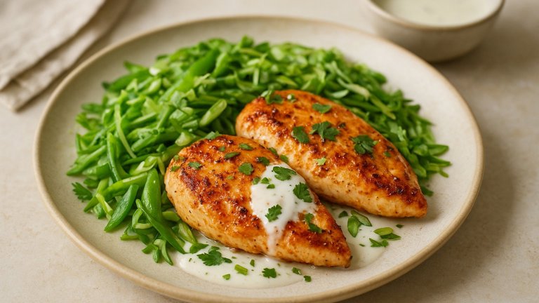 Seared Coconut-Lime Chicken with Snap Pea Slaw