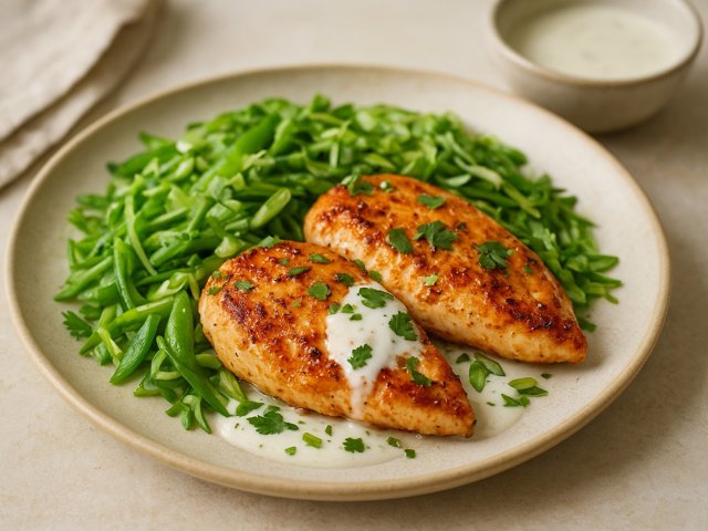 Seared Coconut-Lime Chicken With Snap Pea Slaw