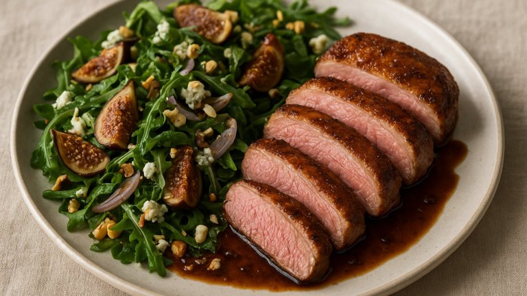 Seared DUCK Breasts: With Fig And Arugula Salad