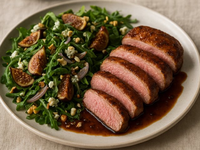 Seared DUCK Breasts: With Fig And Arugula Salad