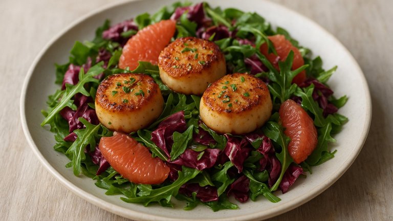 Seared Scallop, Grapefruit, And Radicchio Salad