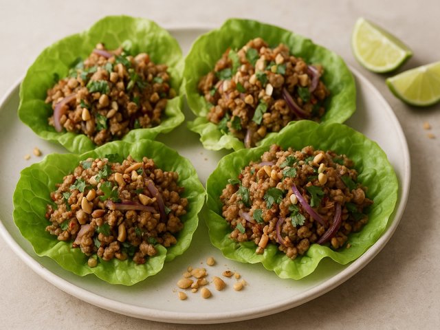 Sesame-Lime Pork Lettuce Cups