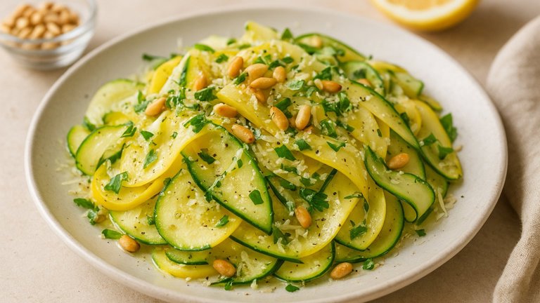 Shaved Summer Squash Salad WITH Toasted PINE NUTS