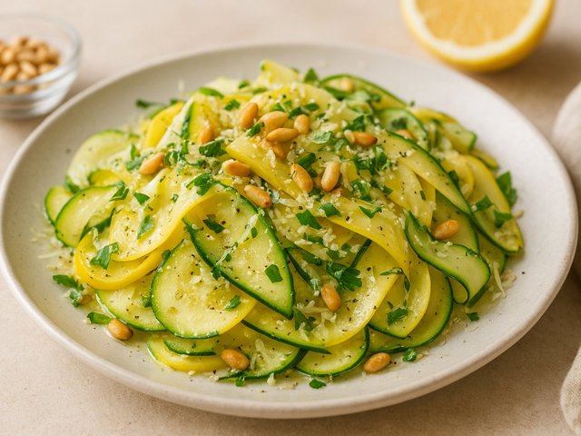 Shaved Summer Squash Salad WITH Toasted PINE NUTS