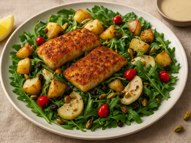 Shawarma-Spiced Cod & Arugula Salad
